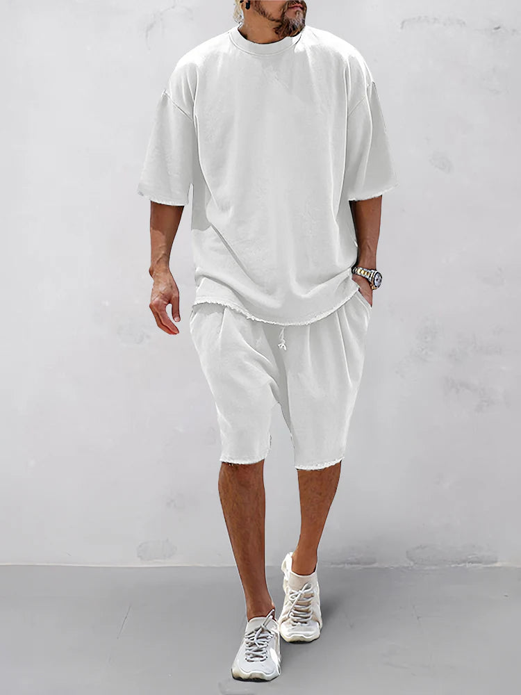 Casual Loose Fit Solid Sports Sets