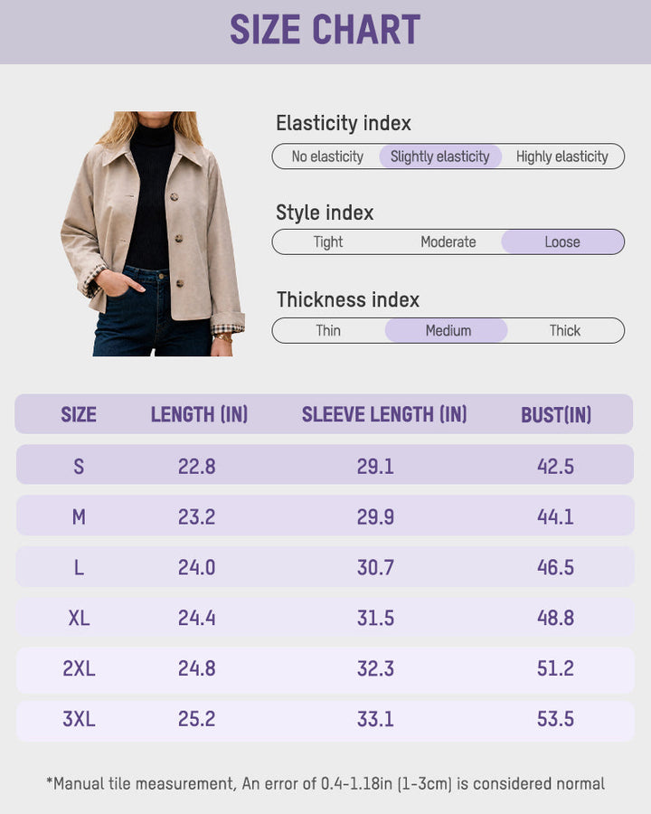 Cropped water-repellent trench jacket with check cuffs for women