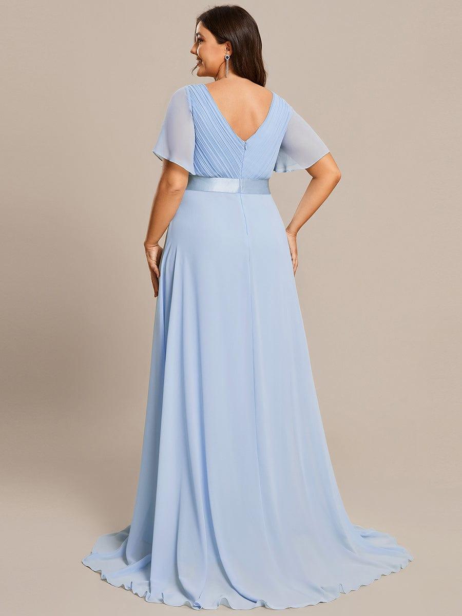 Plus size chiffon empire waist bridesmaid dress with short sleeves for women