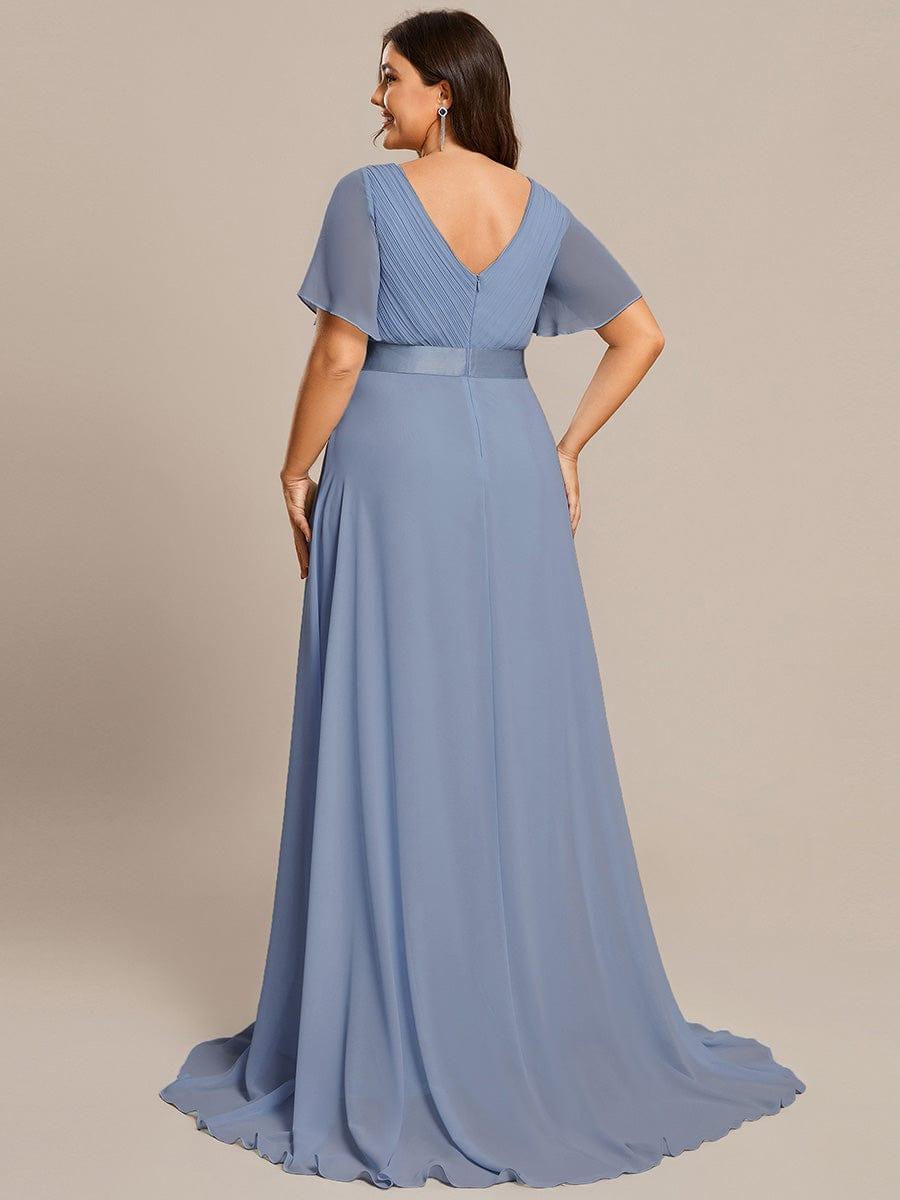 Plus size chiffon empire waist bridesmaid dress with short sleeves for women