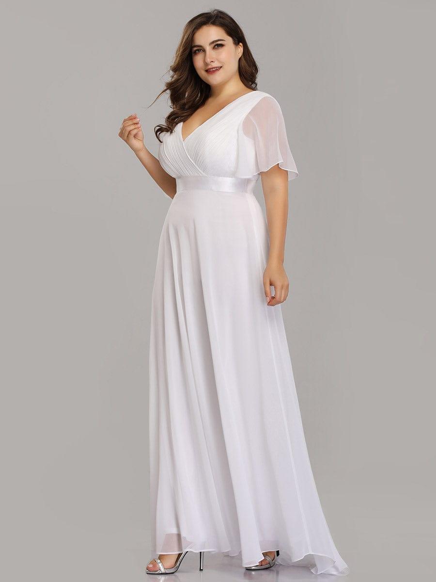 Plus size chiffon empire waist bridesmaid dress with short sleeves for women