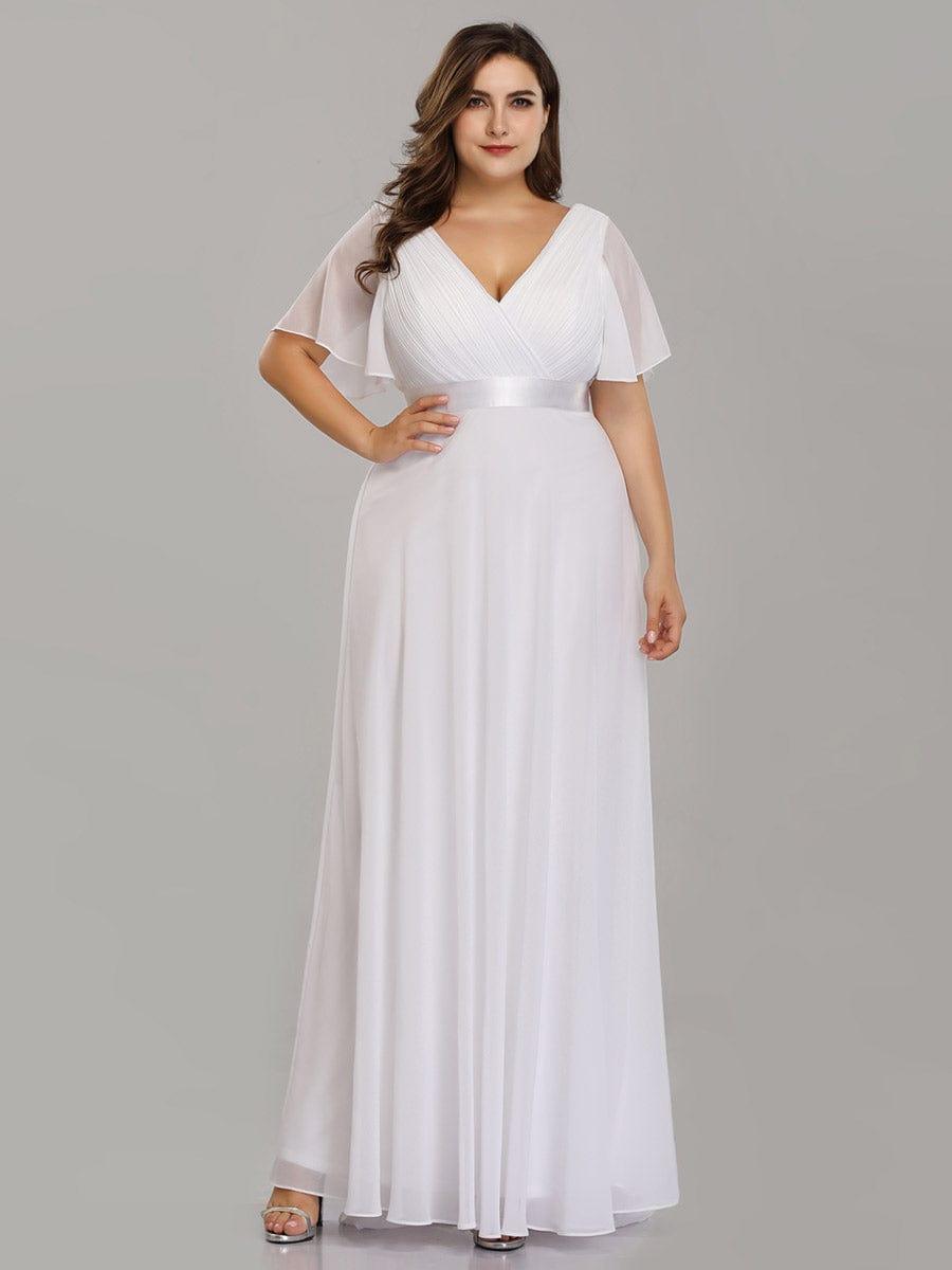 Plus size chiffon empire waist bridesmaid dress with short sleeves for women
