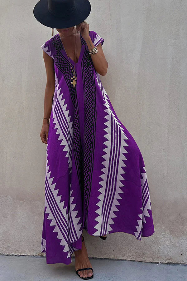 Ethnic Print A-Line Maxi Dress – Beach &amp; Vacation Wear