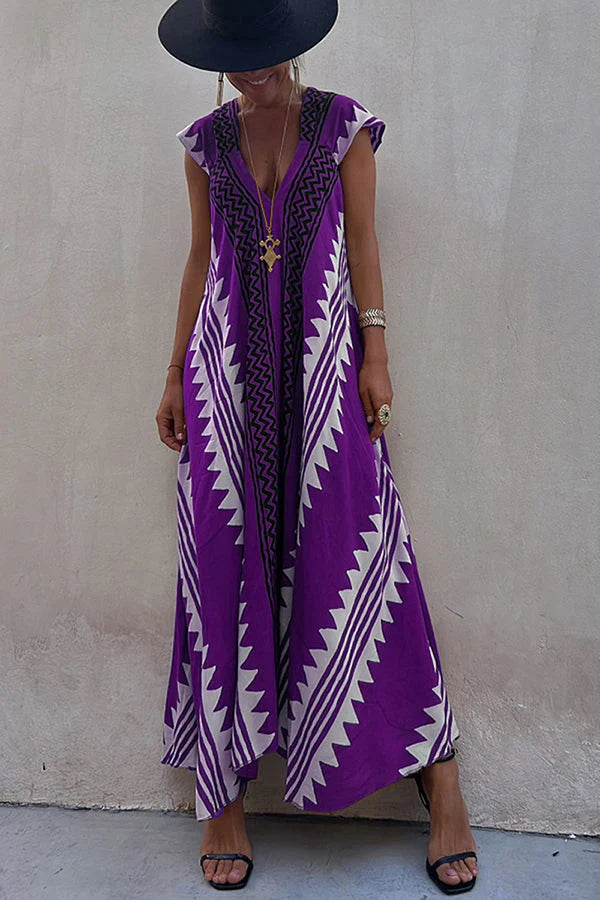 Ethnic Print A-Line Maxi Dress – Beach &amp; Vacation Wear