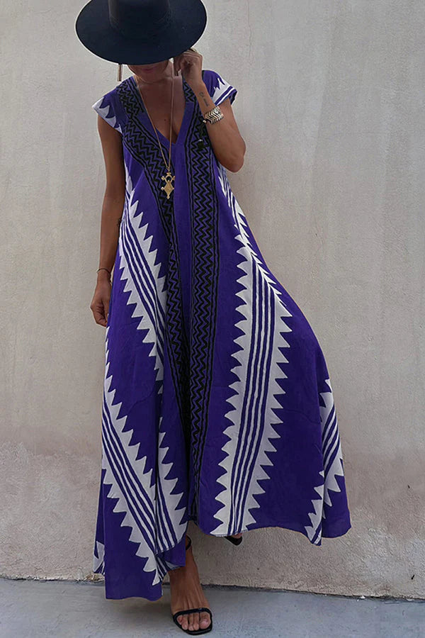 Ethnic Print A-Line Maxi Dress – Beach &amp; Vacation Wear