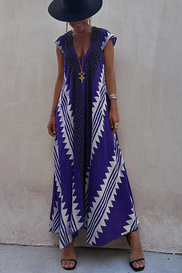 Ethnic Print A-Line Maxi Dress – Beach &amp; Vacation Wear