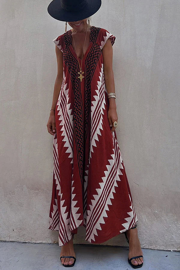 Ethnic Print A-Line Maxi Dress – Beach &amp; Vacation Wear