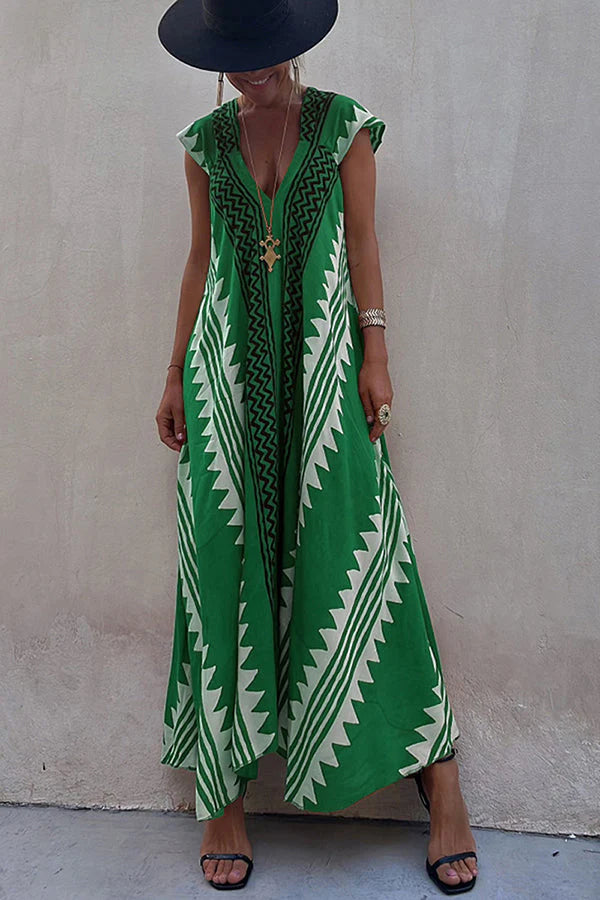 Ethnic Print A-Line Maxi Dress – Beach &amp; Vacation Wear