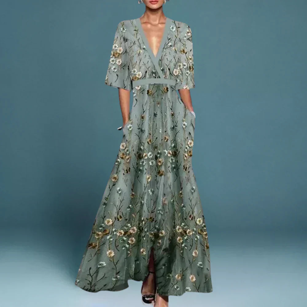 Floral Midi Dress – Flowing Silhouette, Lightweight Fabric