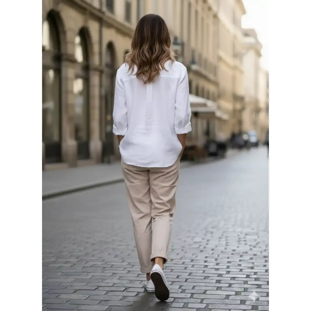 Cotton stretch drawstring cropped pants for women