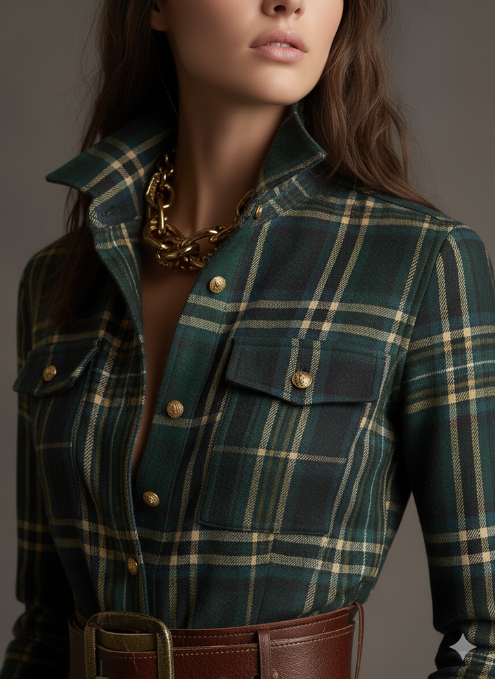 Button-up shirt dress with waist belt for women