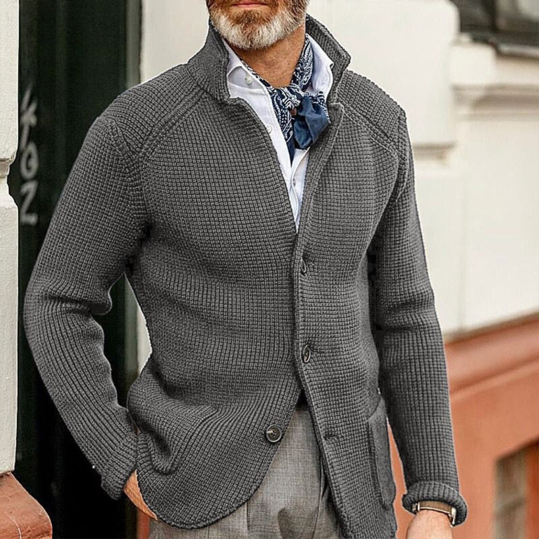 Marco Button-Front Waffle Sweater