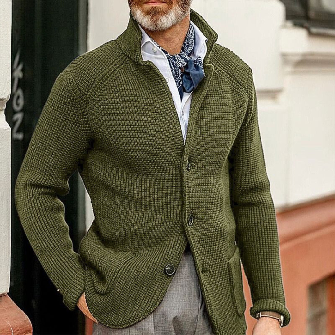 Marco Button-Front Waffle Sweater