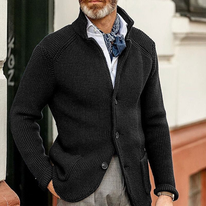 Marco Button-Front Waffle Sweater