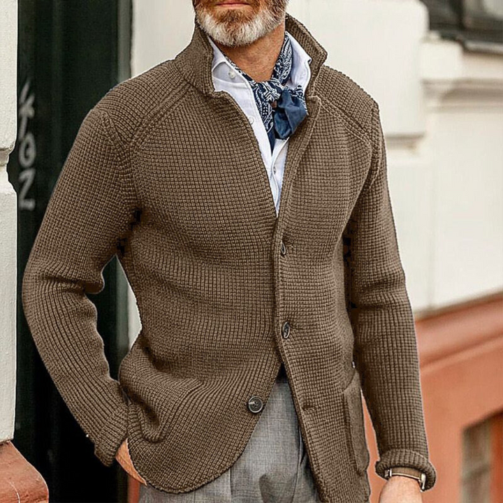 Marco Button-Front Waffle Sweater
