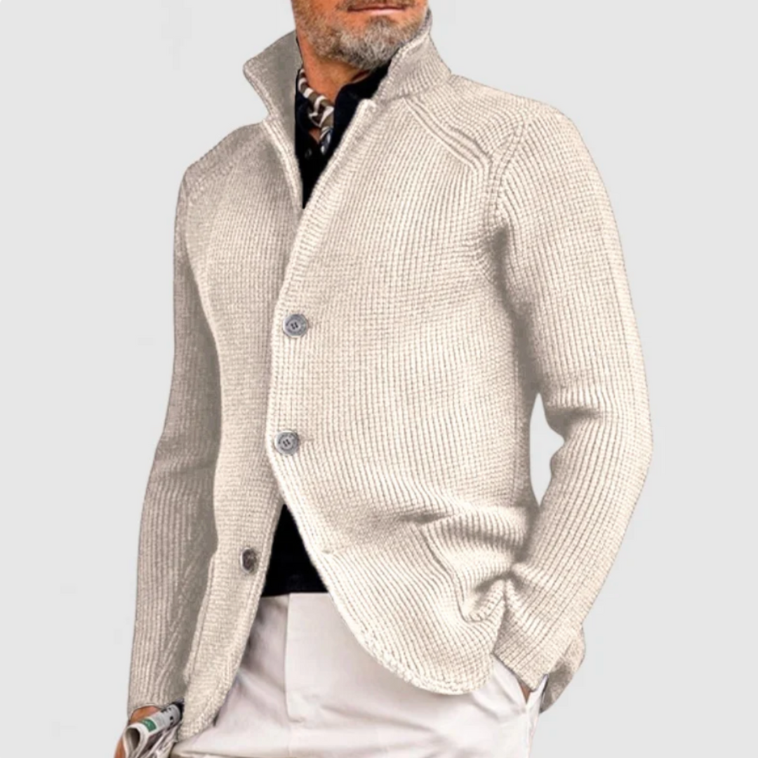 Marco Button-Front Waffle Sweater