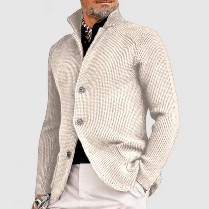Marco Button-Front Waffle Sweater