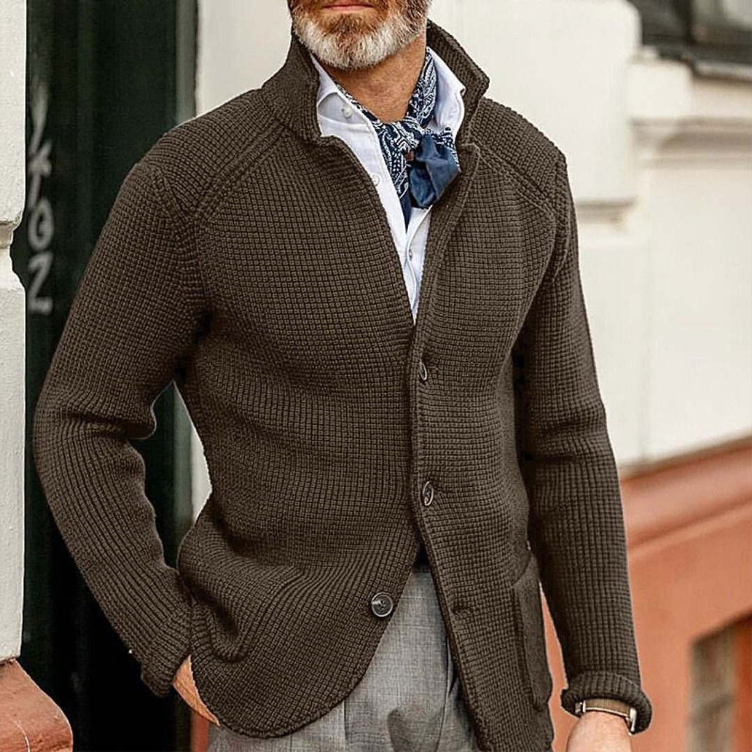 Marco Button-Front Waffle Sweater