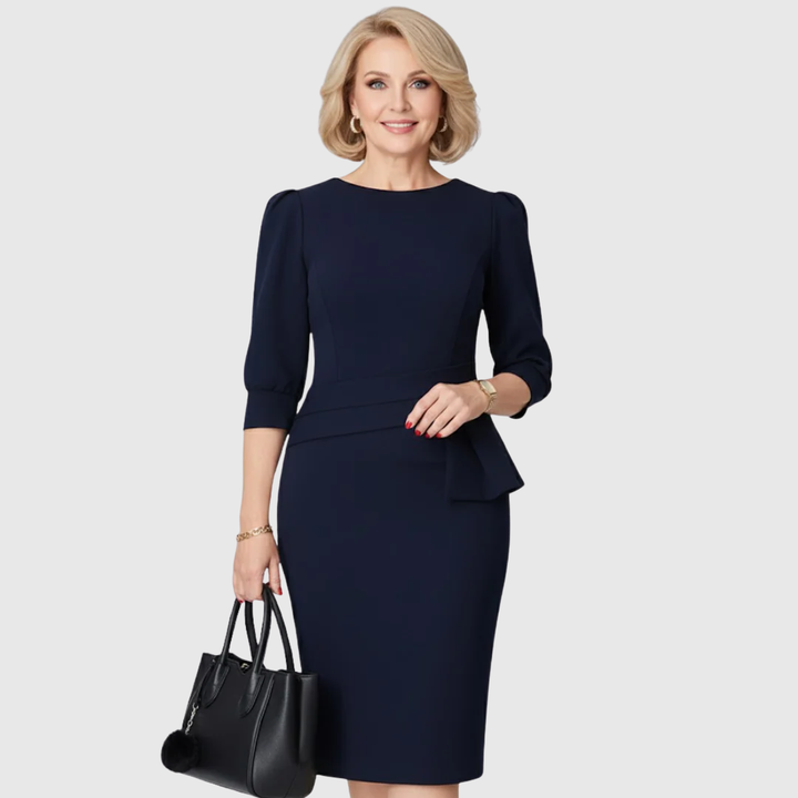 Peplum midi dress with tailored fit for women