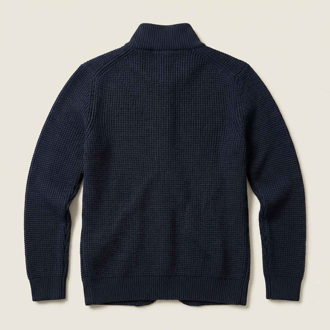 Men’s Button-Front Cardigan – Stand Collar