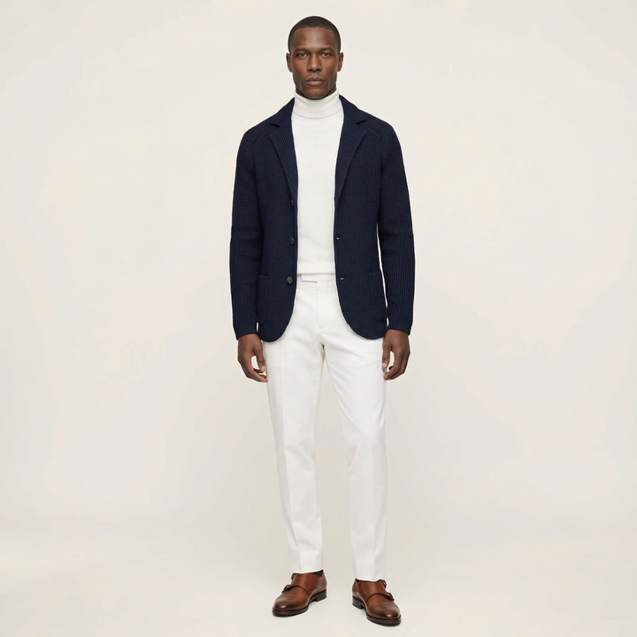 Men’s Button-Front Cardigan – Stand Collar