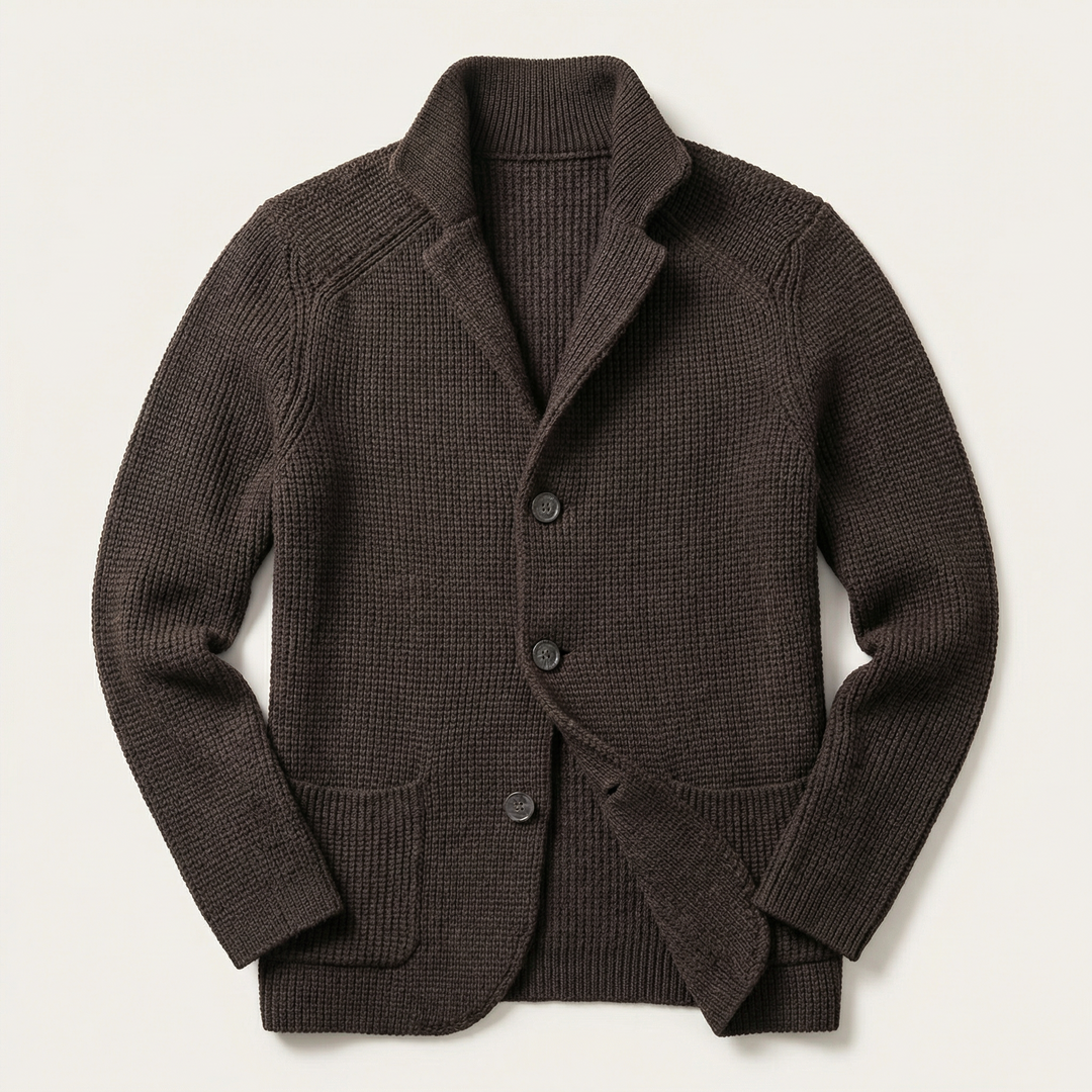 Men’s Button-Front Cardigan – Stand Collar