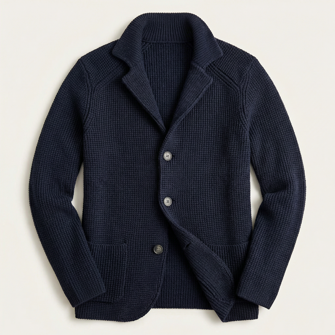 Men’s Button-Front Cardigan – Stand Collar