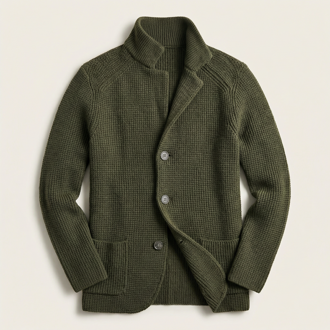 Men’s Button-Front Cardigan – Stand Collar