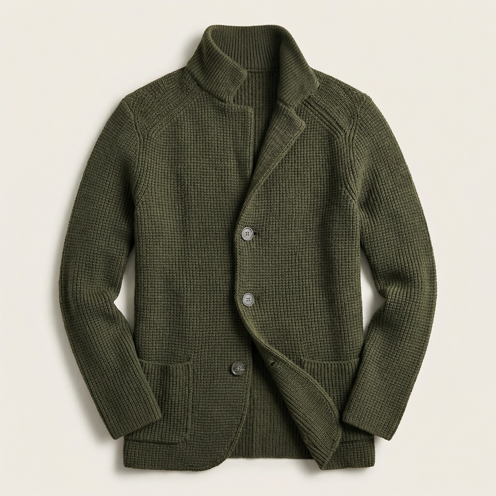 Men’s Button-Front Cardigan – Stand Collar