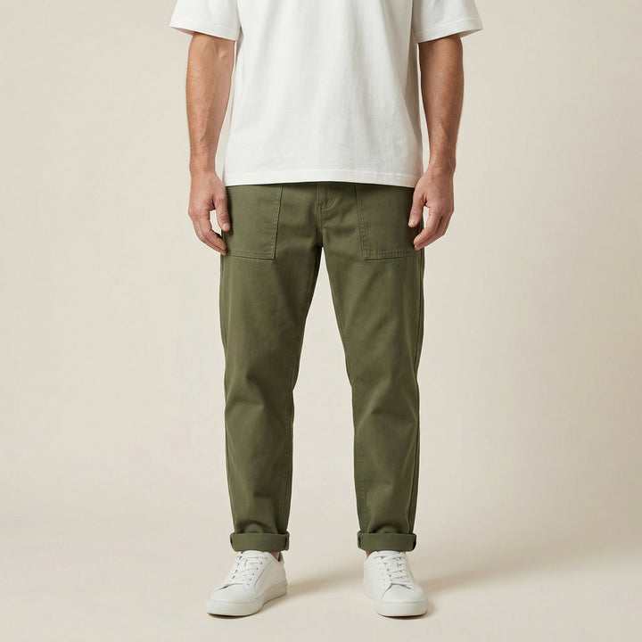 Men’s Cargo Pants – Straight Leg, Drawstring Waist, Utility Pocket Design