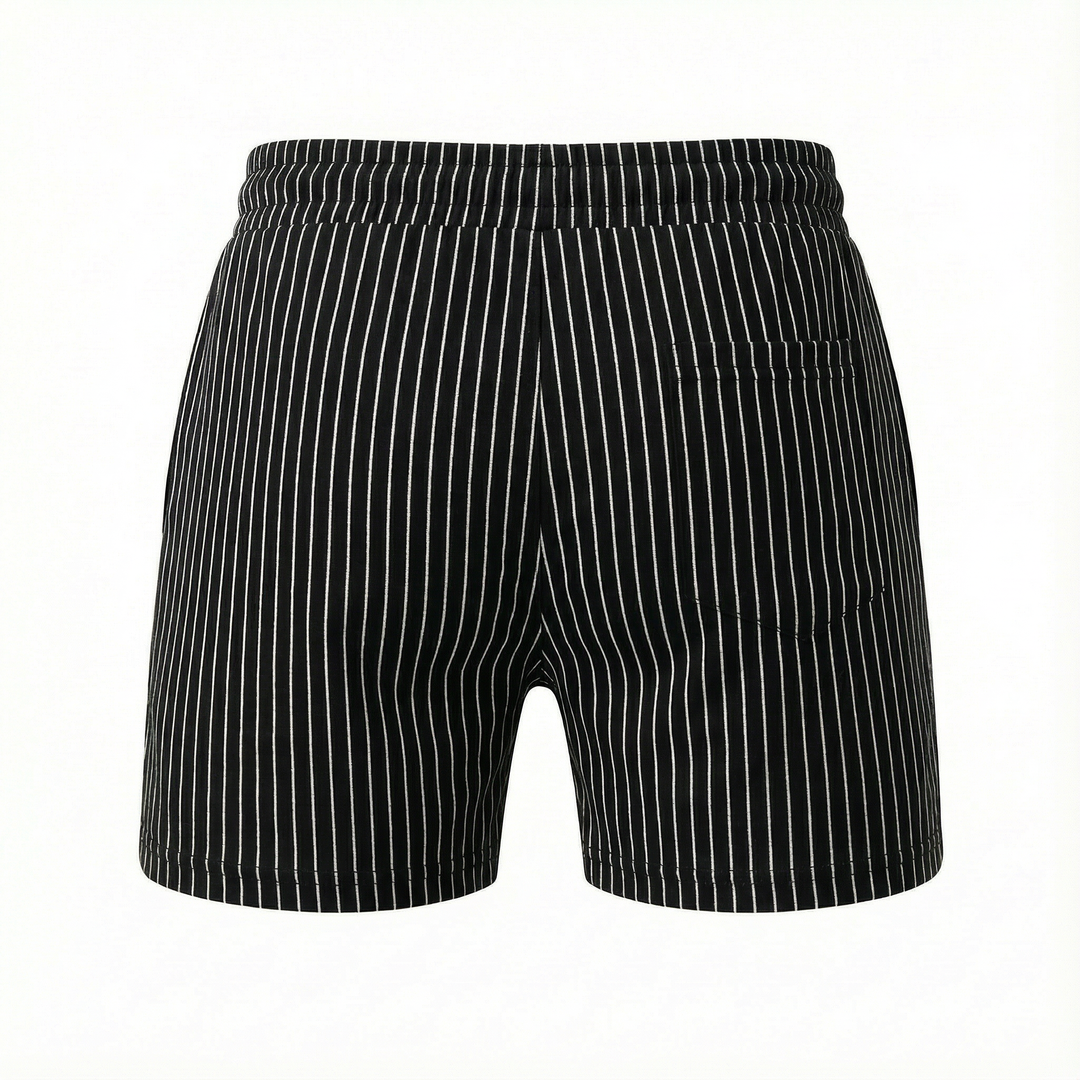 Men’s Drawstring Shorts – Elastic Waist, Vertical Stripe Pattern