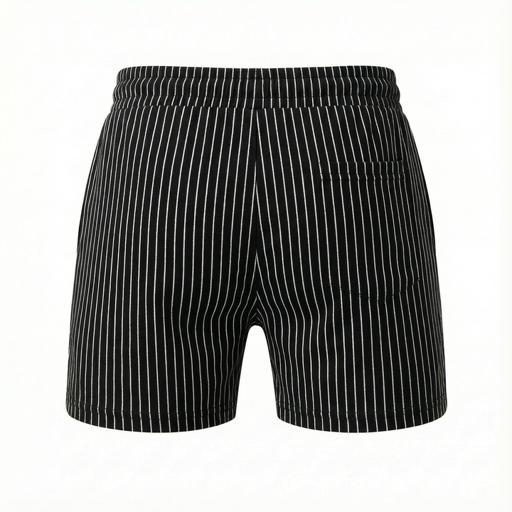 Men’s Drawstring Shorts – Elastic Waist, Vertical Stripe Pattern