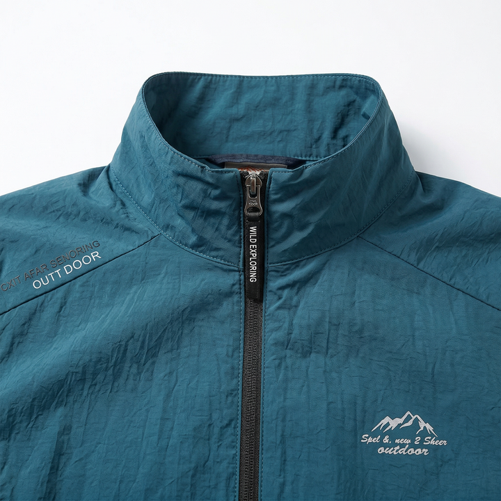 Men’s Lightweight Jacket – Zip-Front Design with Stand Collar