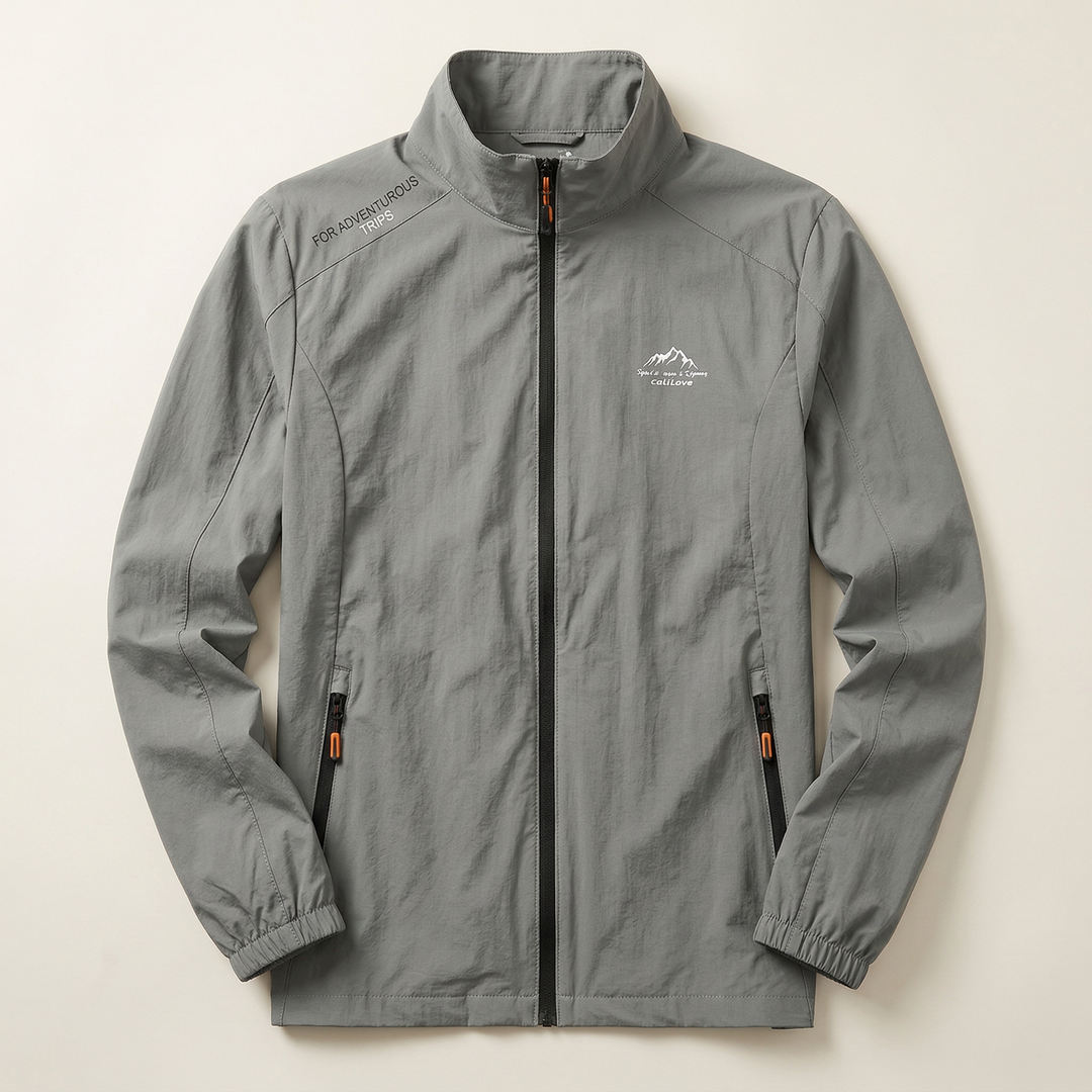 Men’s Lightweight Jacket – Zip-Front Design with Stand Collar