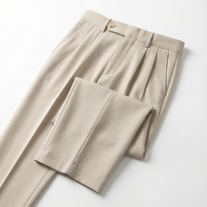 Men’s Pleated Trousers – Straight Leg, Ankle-Length Design