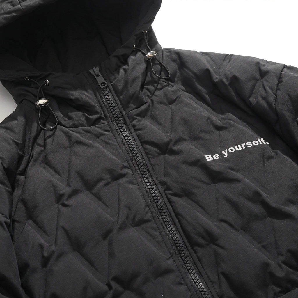 Men’s Quilted Hooded Jacket – Zip-Front Closure with Front Pockets