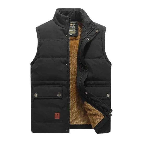 Men’s Sleeveless Vest – Stand Collar, Front Button Closure