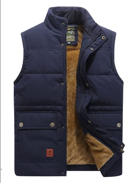 Men’s Sleeveless Vest – Stand Collar, Front Button Closure