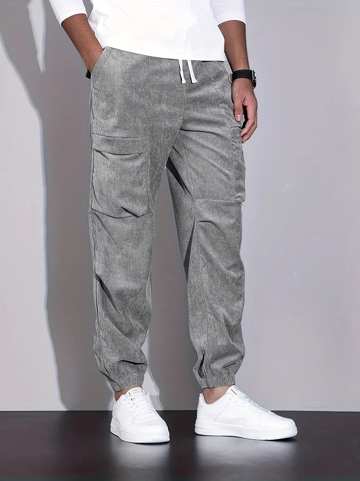 Men’s Cargo Pants – Drawstring Waist, Elastic Cuffs, Multi-Pocket Design