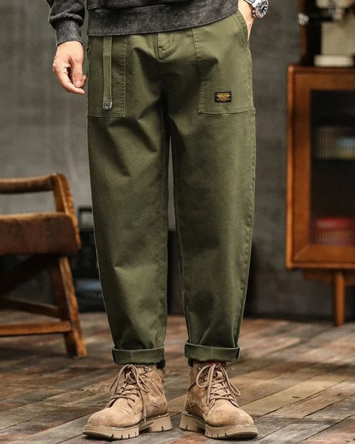 Men’s Cargo Pants – Straight Leg, Drawstring Waist, Utility Pocket Design
