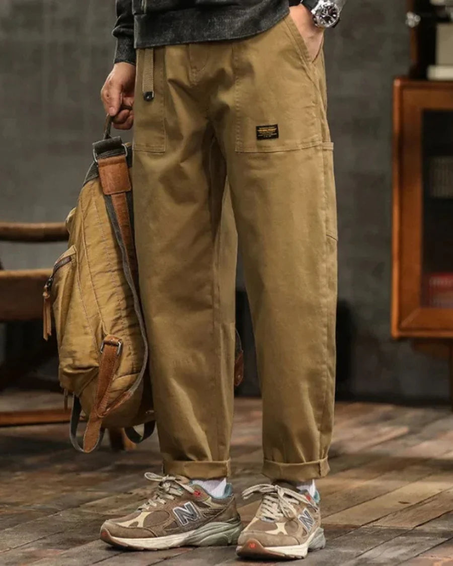 Men’s Cargo Pants – Straight Leg, Drawstring Waist, Utility Pocket Design