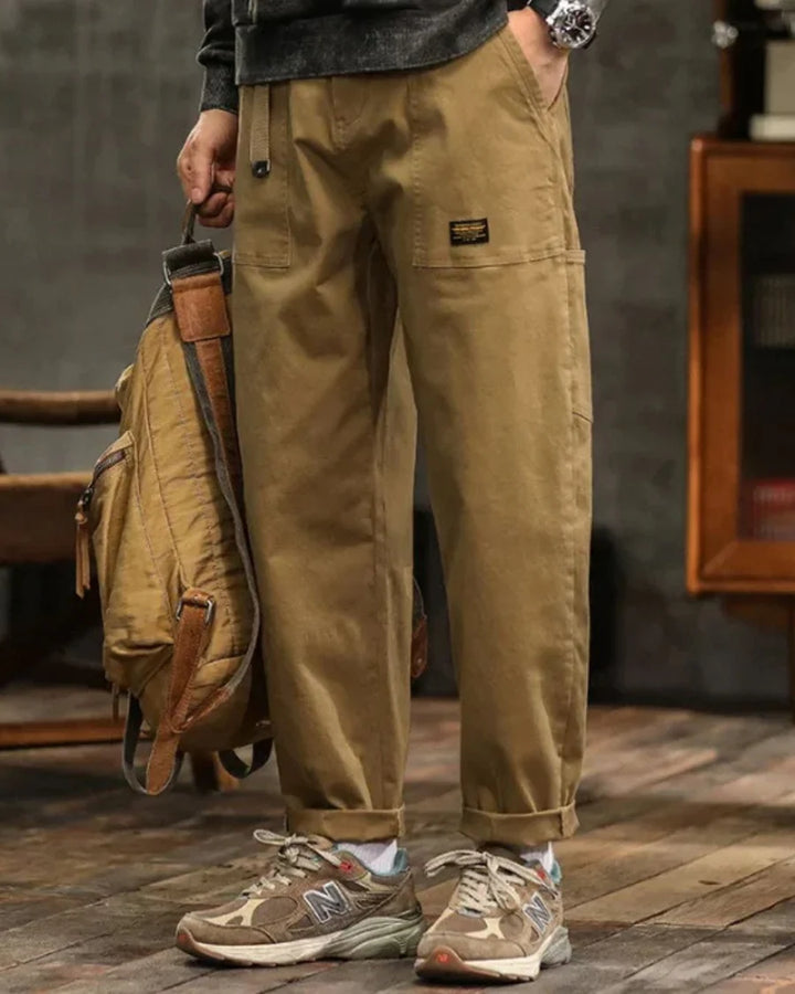 Men’s Cargo Pants – Straight Leg, Drawstring Waist, Utility Pocket Design