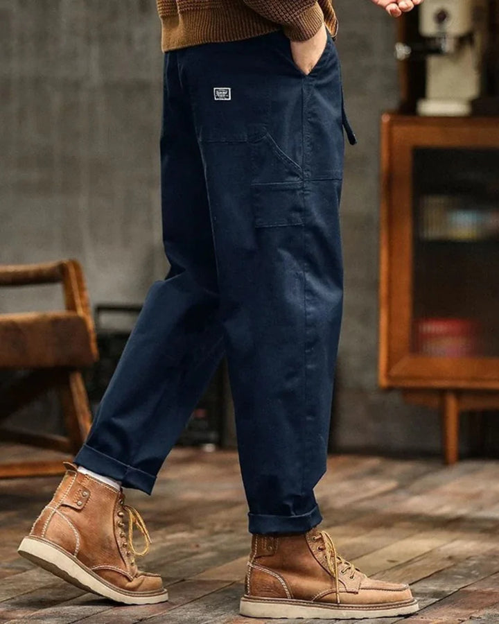 Men’s Cargo Pants – Straight Leg, Drawstring Waist, Utility Pocket Design