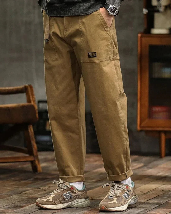 Men’s Cargo Pants – Straight Leg, Drawstring Waist, Utility Pocket Design