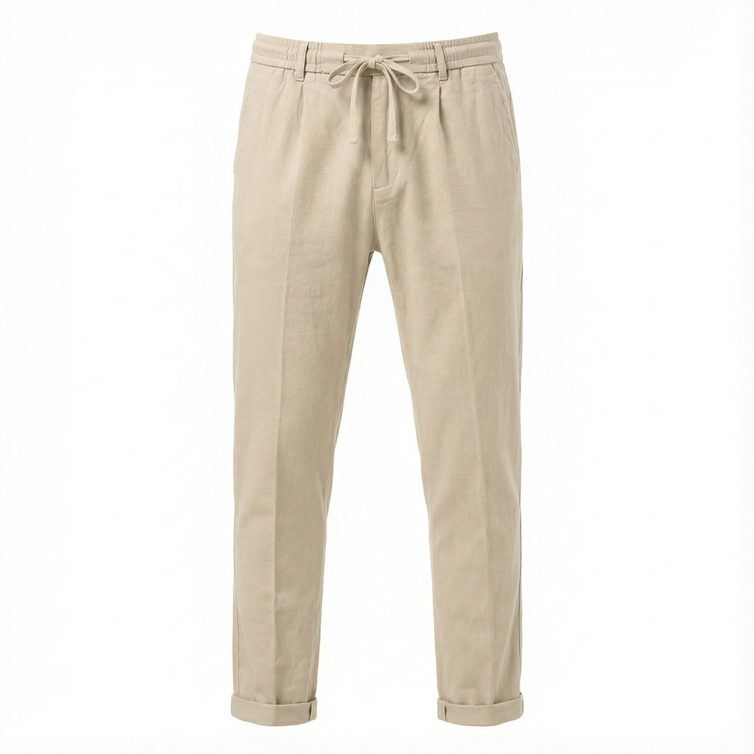 Men’s Casual Beach Pants – Drawstring Waist, Tapered Leg