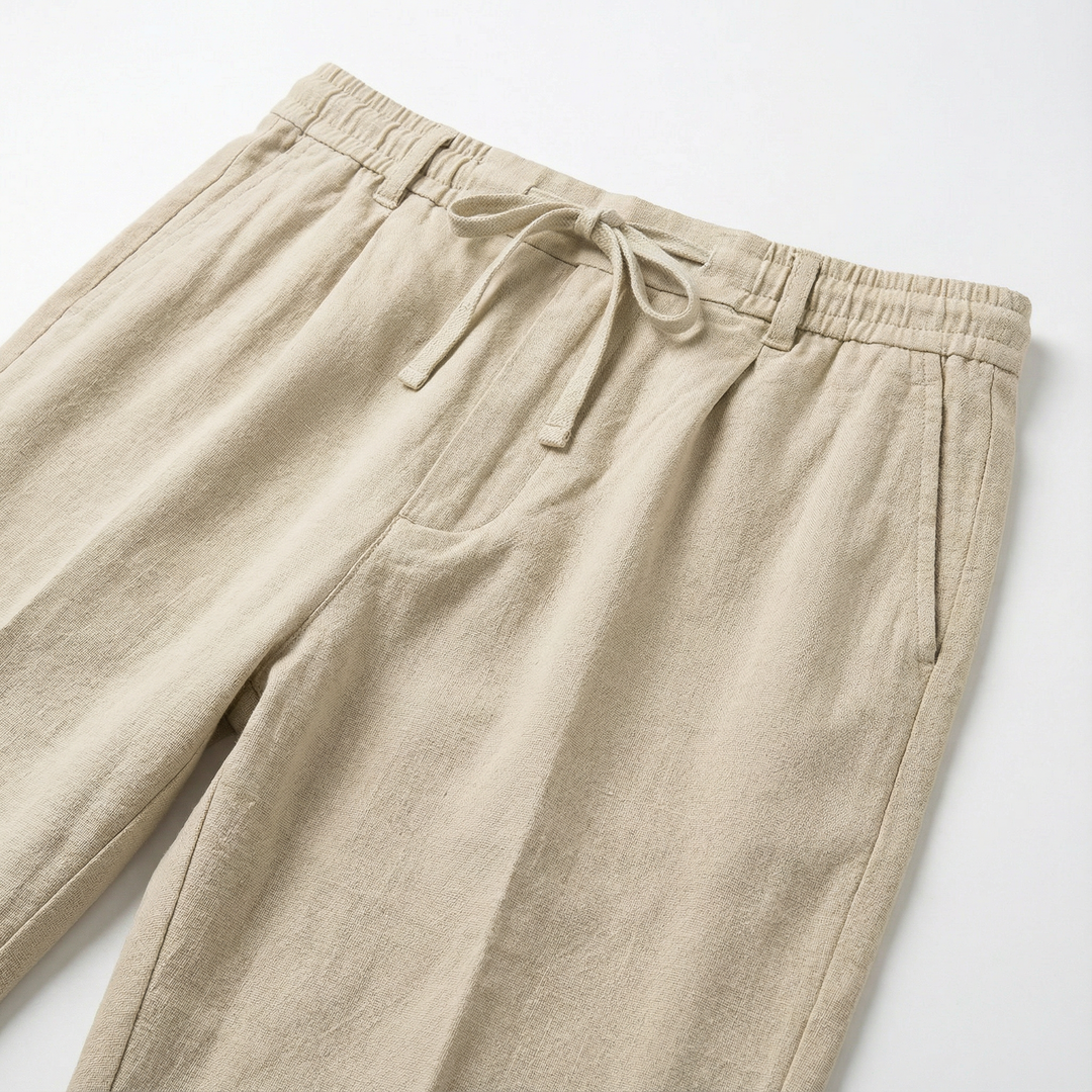 Men’s Casual Beach Pants – Drawstring Waist, Tapered Leg
