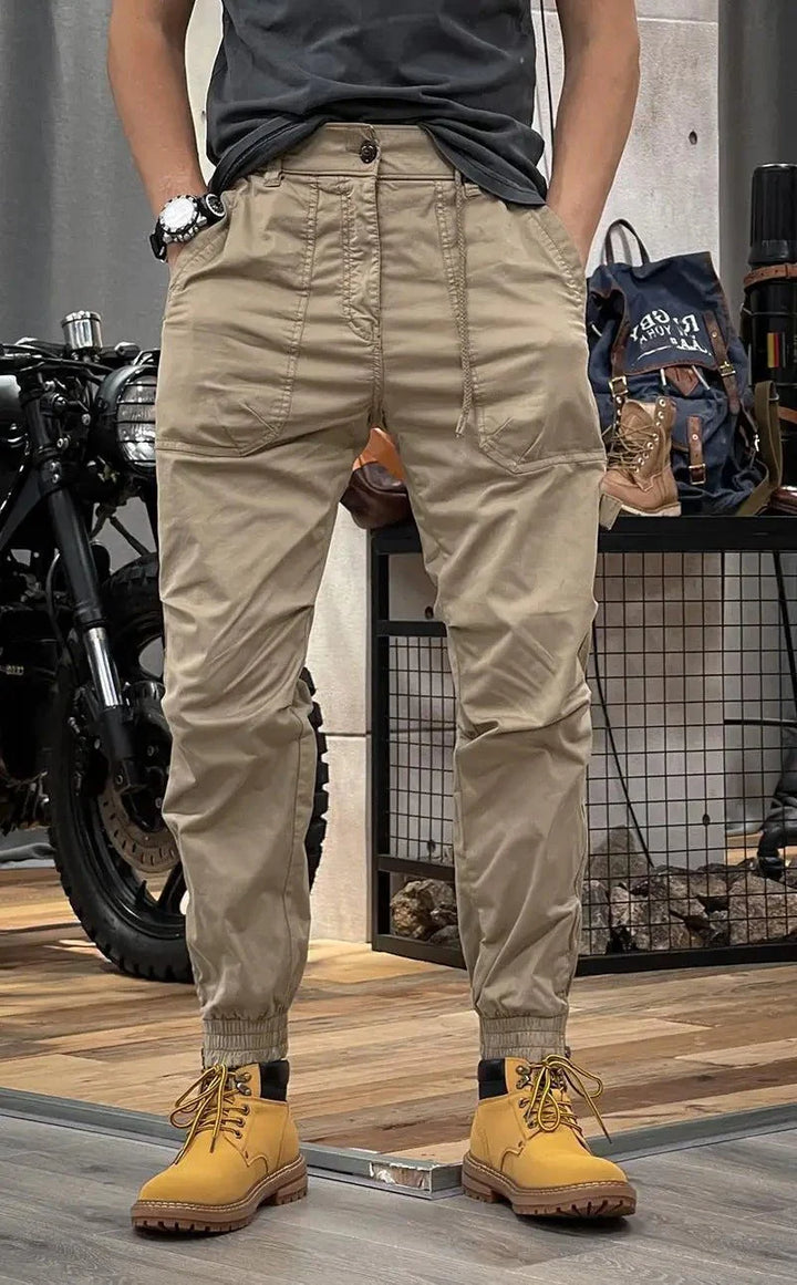 Men’s Casual Cargo Jogger Pants – Elastic Cuff Utility Trousers