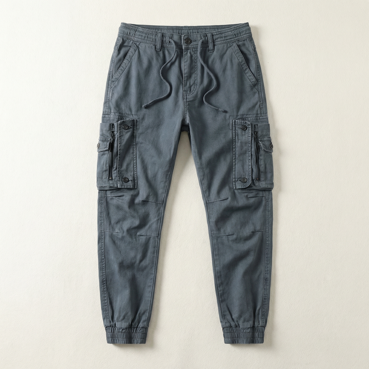 Men’s Casual Cargo Jogger Pants – Elastic Cuff Utility Trousers