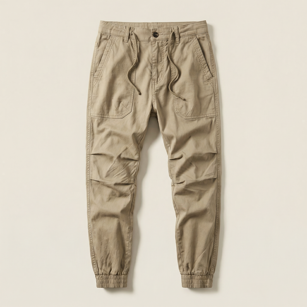 Men’s Casual Cargo Jogger Pants – Elastic Cuff Utility Trousers