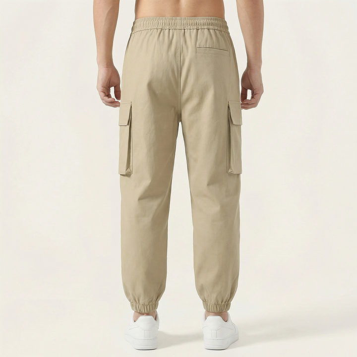 Men’s Elastic Cuff Cargo Pants – Casual Multi-Pocket Jogger Trousers